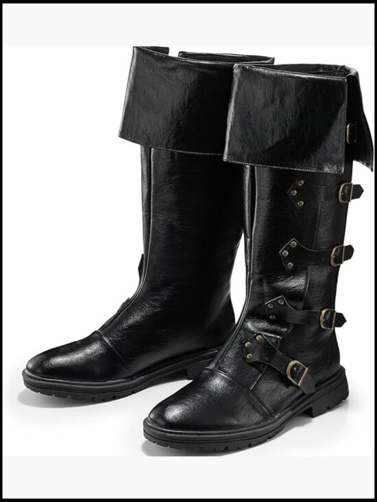 Medieval Pirate Boots Men Renaissance Costume High Tube Steampunk Cosplay Shoes main image 6